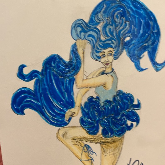 Unframed Original Art Drawing Dancer Dancing Female Form Movement Alberta Artist - Picture 3 of 5